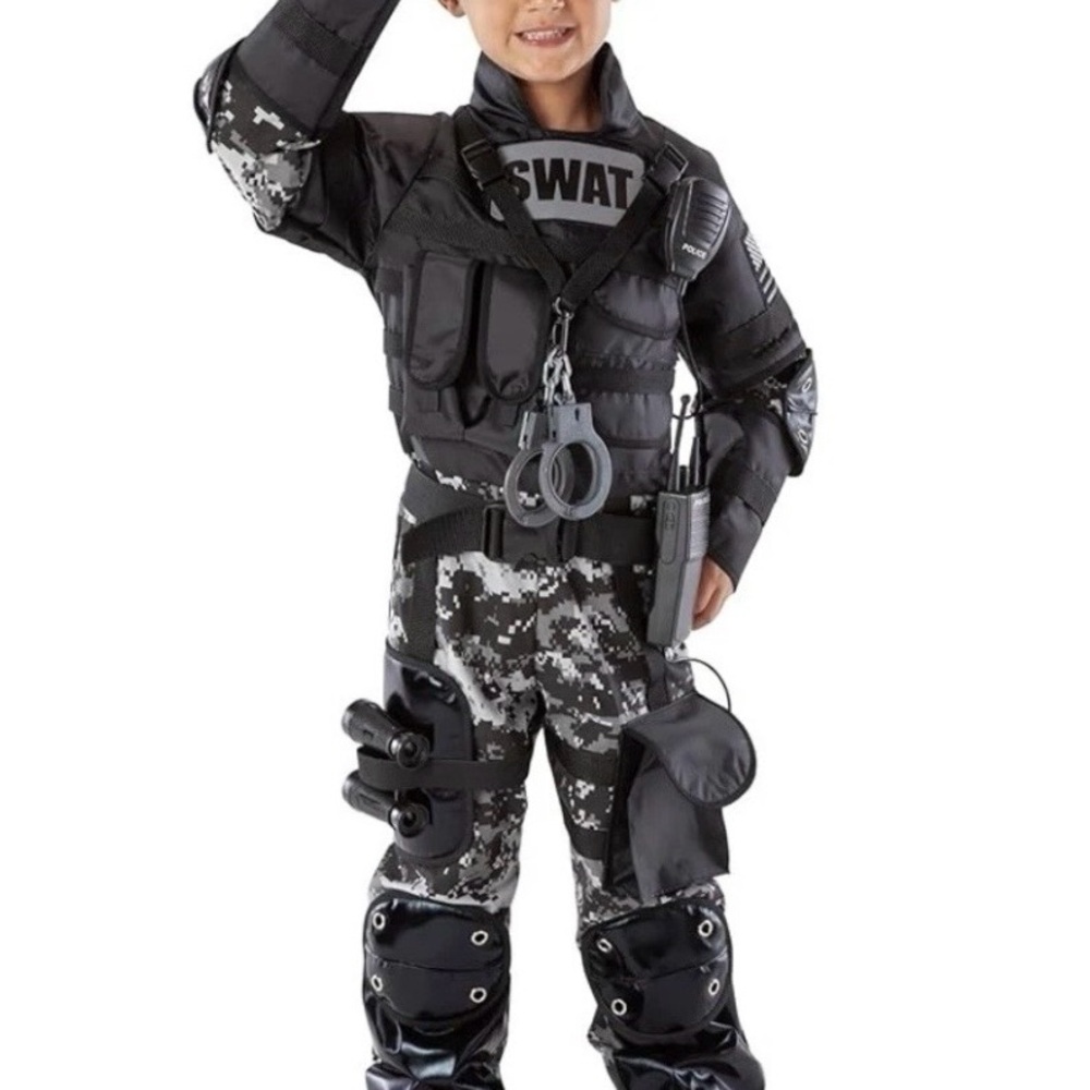 SWAT Police Costume Size 3-4 Toddler Tactical Outfit w/Accessories Full Set